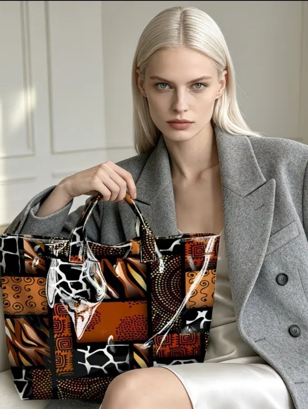Women Giraffe Print Large Tote Bag